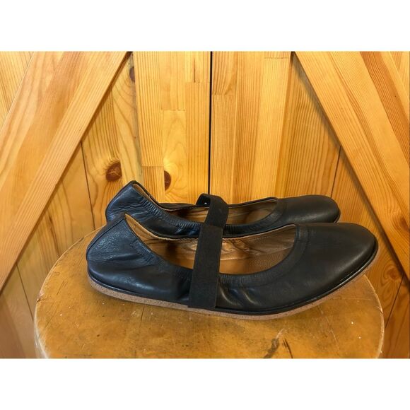 Lucky Brand Shoes Womens Size 9.5 Black Leather Mary Jane Flats Ballet LP-WALNEN - Picture 1 of 8
